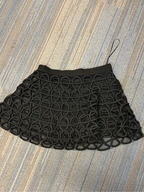 AKIRA Black Circle-Loop Skater Mini Skirt